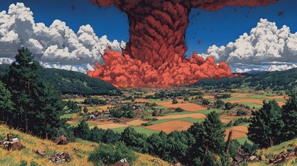 Massive Shrieking Mammoth Tornado Rampaging Across Farmland Landscape