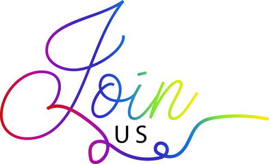 join us text, Join us. Modern calligraphy. Handwritten text, gradient text vector