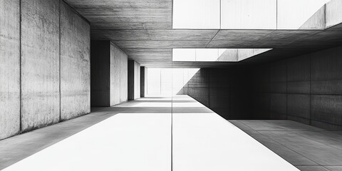 Obraz premium Modern concrete hallway with light at the end.