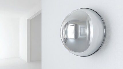 Minimalist Mirrored Reflections in a Modern Hallway