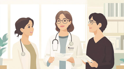 Fototapeta premium Medical staff and family members talking together