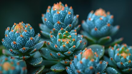 Fototapeta premium Close Up of Succulent with Water Drops