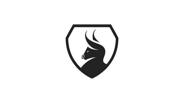 Animation image of a bull identity logo of a national conservation park. Big and strong bull mascot concept for a rodeo show.