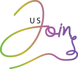 join us text, Join us. Modern calligraphy. Handwritten text, gradient text vector