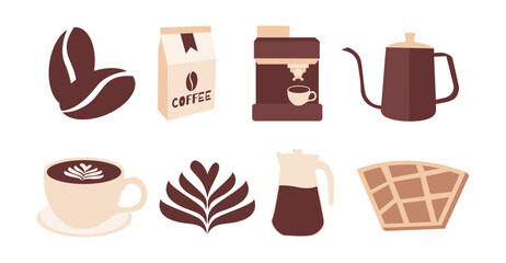 Cafe themed flat design. coffee and cup