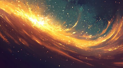 Obraz premium Stunning Abstract Cosmic Wave with Golden Highlights