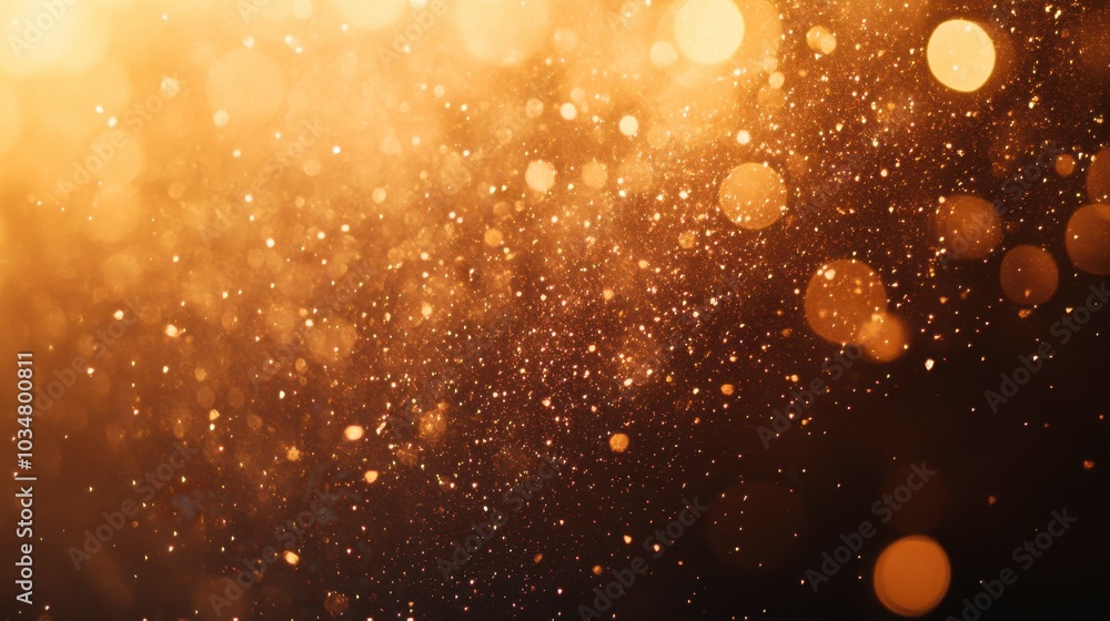 Poster golden bokeh background with sparkling particles