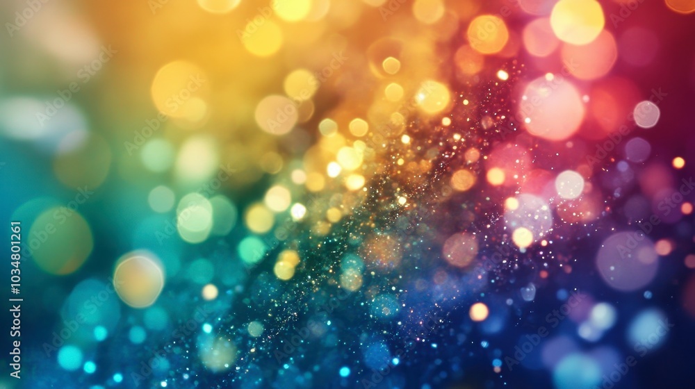 Poster colorful bokeh lights with sparkling effect