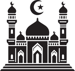 Masjid silhouette icon vector art illustration