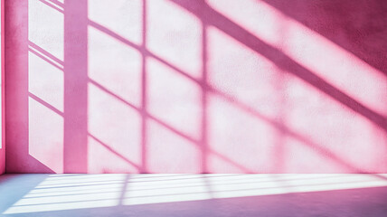 Pink Wall Interior with Window Shadows - Studio Backdrop for Product Presentation and Text Insertion