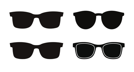 set of sunglasses silhouette vector on white background