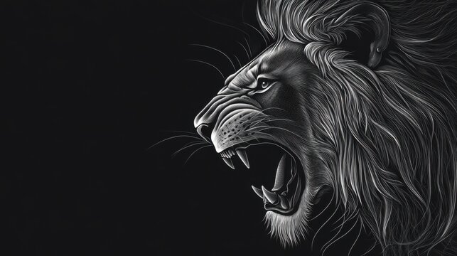 Majestic Roaring Lion in High Resolution Vector Art