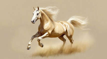 Obraz premium Realistic Running Horse Vector Painting