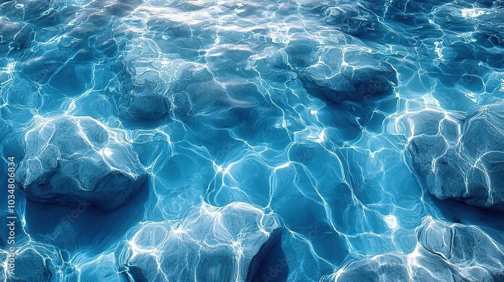 Poster seamless tileable water texture with vivid blue pattern ideal for backgrounds and design projects.im