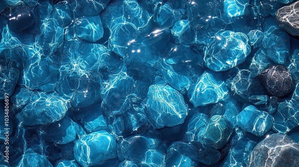 Poster seamless tileable water texture with vivid blue pattern ideal for backgrounds and design projects