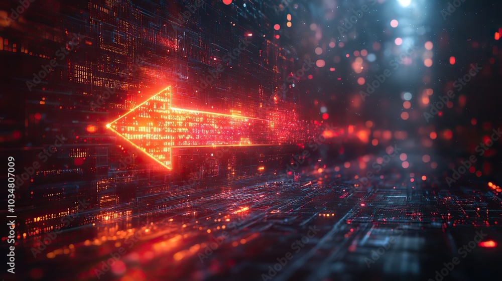 Poster secure file transfer concept featuring glowing arrow symbolizing dat movement across digital space h