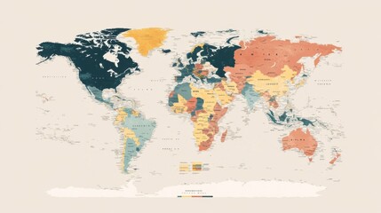 Detailed World Map Vector Drawing for Various Uses