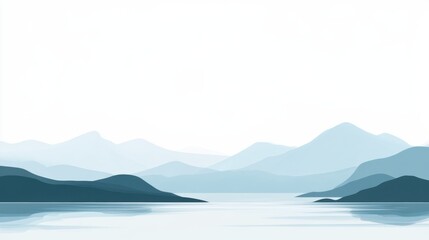 Tranquil Vector Landscape with Rolling Hills and Water
