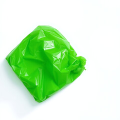 Green plastic bag isolated on a white background