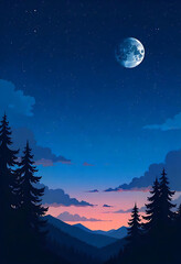 moon and mountains