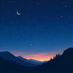 night sky and mountains