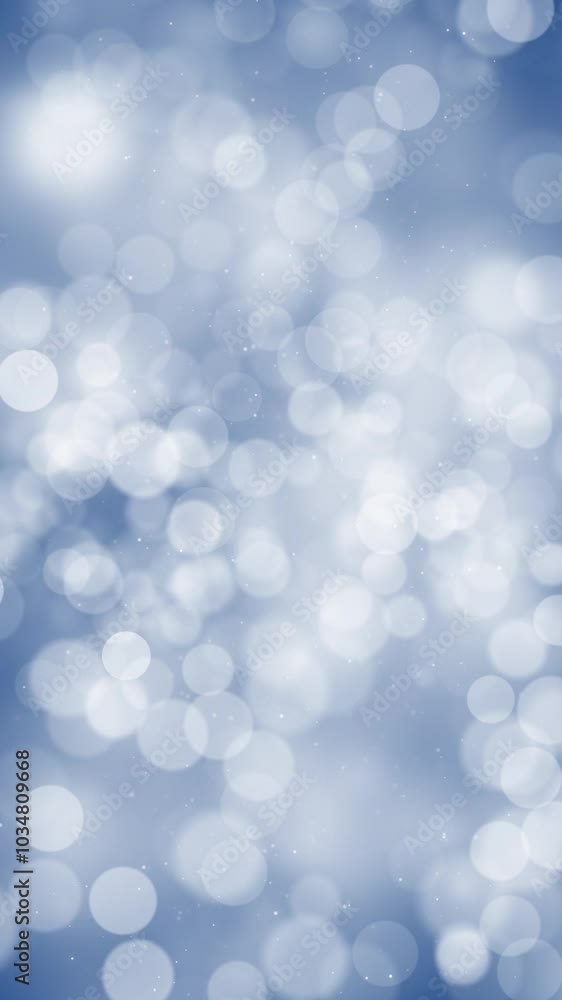 Poster loop winter blue white glowing bokeh loop vertical animation background.