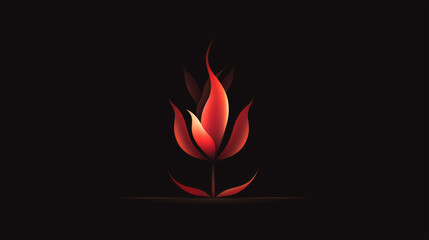 The design showcases a vibrant eternal flame, intricately shaped and surrounded by striking leaves, set against a deep black backdrop for a dramatic effect