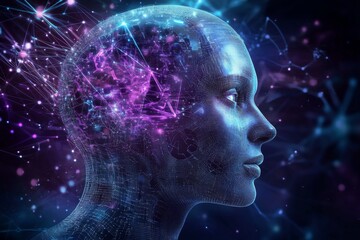 Digital art piece that appears to be portrait AI, Artificial intelligence conceptual