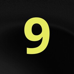 Number nine on black background