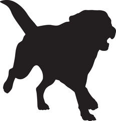Powerful Running Labrador Retriever Silhouette in Black Vector