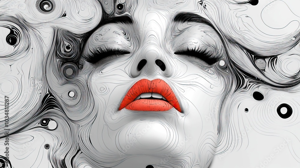 Poster stylized abstract face with intricate patterns and shapes representing artistic identity and self ex