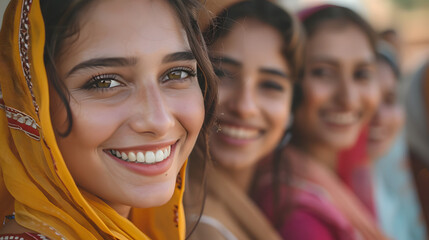Fototapeta premium group of rural indian woman smiling
