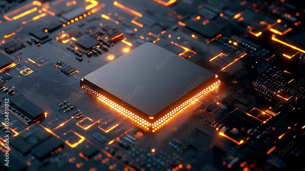 Poster circuit board with glowing processor