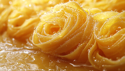 Fresh pasta meal on yellow plate, healthy lunch. generated by AI