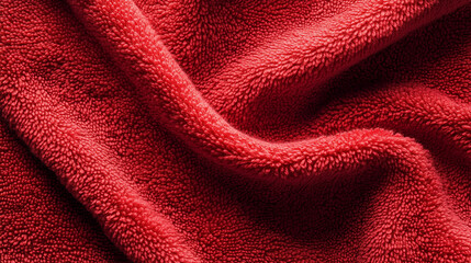 Close up of soft red towel fabric texture and background