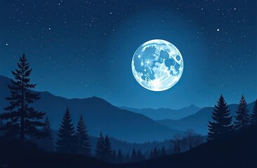 Full moon in night starry sky