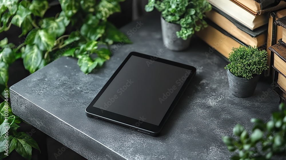 Poster top view of an electronic reader mockup placed on flat surface perfect for showcasing digital readin