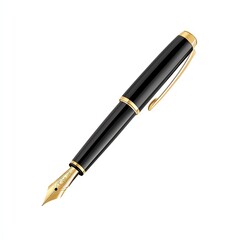 Elegant black fountain pen with gold accents, perfect for writing and signing important documents.