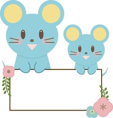 お花のふきだし付き　親子のネズミさん