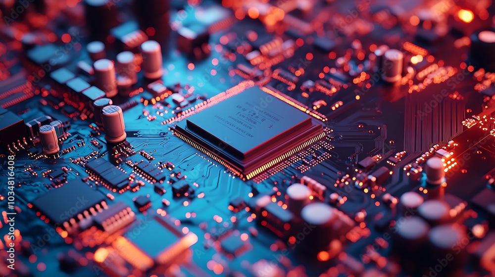 Poster close-up of a circuit board with a cpu