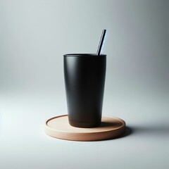 Sleek Black Tumbler with Straw