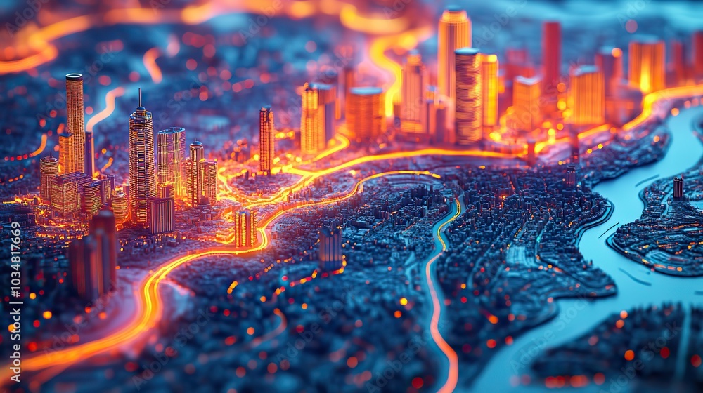Poster urban map with detailed terrain showcasing gis geodat mapping concepts perfect for visualizing city 