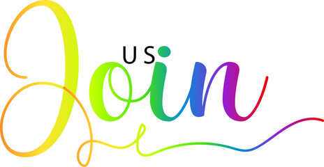 join us text, Join us. Modern calligraphy. Handwritten text, gradient text vector