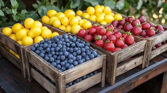 various fresh fruits in crates showcasing the diversity and perishability of produce.image