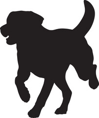 Vector Art Silhouette of a Running Labrador Retriever Dog