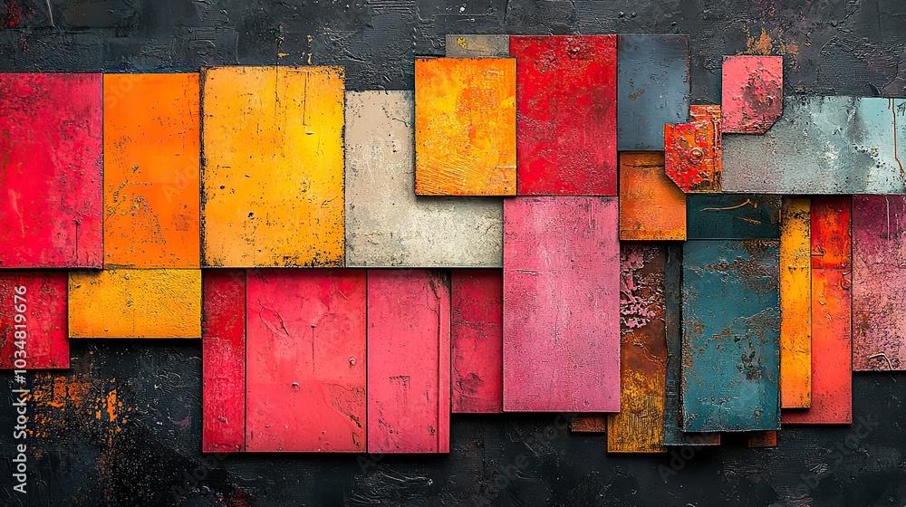 Poster vibrant abstract background featuring high contrast colorful art collage the composition blends vari