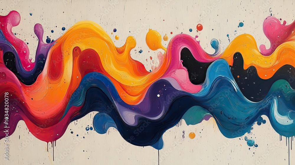 Poster vibrant abstract trippy design with fluid shapes and vivid colors creating surreal psychedelic visua