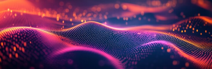 Abstract Digital Wave with Orange and Pink Lights