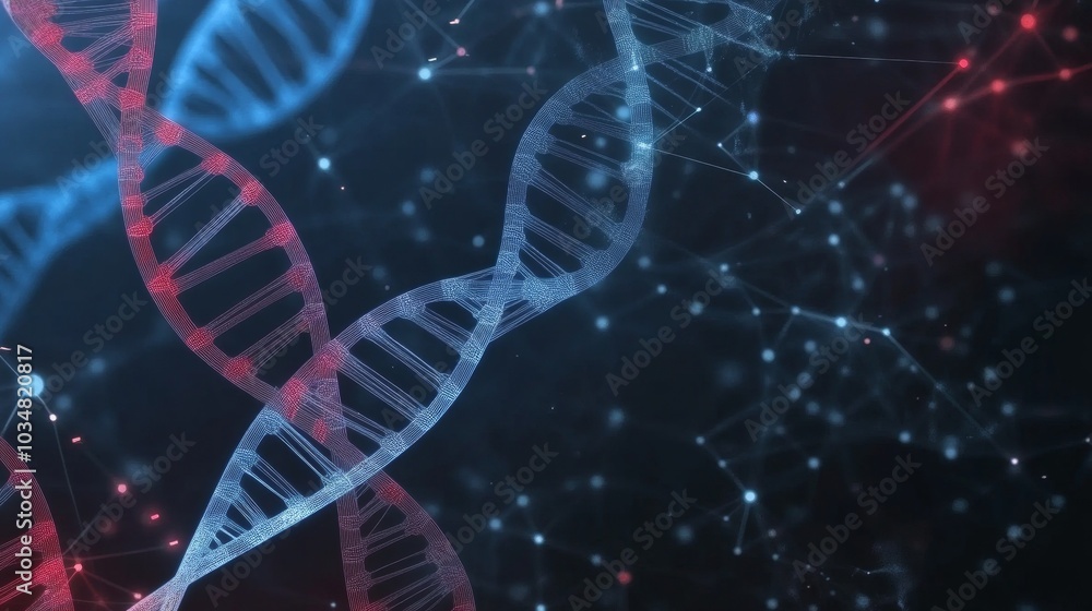 Aufkleber abstract biohacking visuals with dna strands and technological motifs