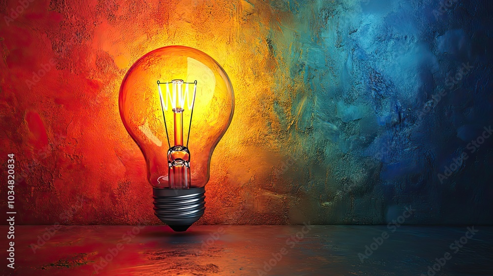 Poster vibrant lightbulb symbolizing innovation and breakthrough set against colorful background with ample